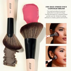 Jessup Travel 6-in-3 Double-Ended Makeup Brush Set Peach Dust