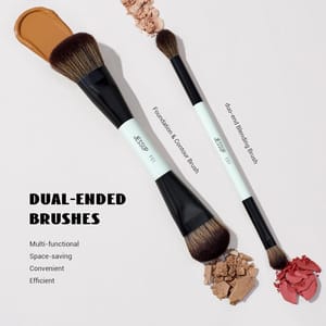 Jessup 2-Piece Double-Ended Makeup Brush Set Bright Cyan Multi-Use Jessup 2-Piece Double-Ended Makeup Brush Set Bright Cyan Multi-Use