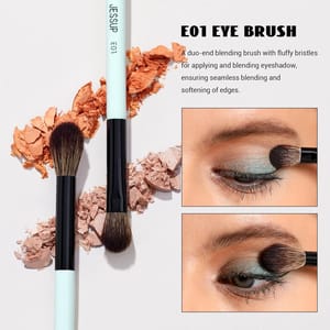 Jessup 2-Piece Double-Ended Makeup Brush Set Bright Cyan Multi-Use Jessup 2-Piece Double-Ended Makeup Brush Set Bright Cyan Multi-Use