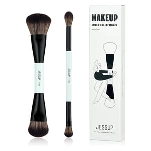 Jessup 2-Piece Double-Ended Makeup Brush Set Bright Cyan Multi-Use