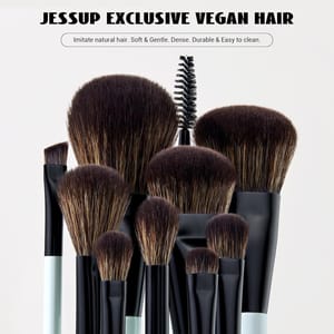 Jessup 6-Piece Double-Ended Makeup Brush Set Bright Cyan Vegan