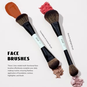 Jessup 6-Piece Double-Ended Makeup Brush Set Bright Cyan Vegan