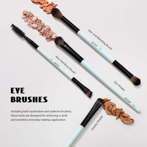 Jessup 6-Piece Double-Ended Makeup Brush Set Bright Cyan Vegan