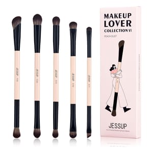 Jessup 10-in-5 Double-Ended Eye Brush Set Peach Dust Vegan