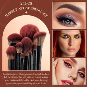 Jessup 21-Piece Complete Black Makeup Brush Set Professional Synthetic