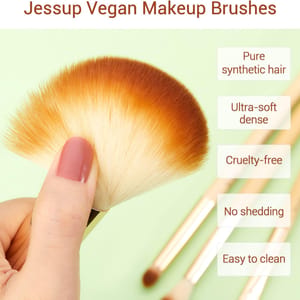Jessup 25-Piece Bamboo Professional Makeup Brush Set for Face and Eyes