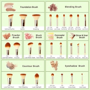Jessup 25-Piece Bamboo Professional Makeup Brush Set for Face and Eyes