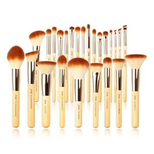 Jessup 25-Piece Bamboo Professional Makeup Brush Set for Face and Eyes