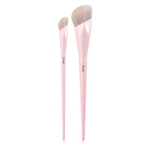 Jessup 2-Piece Pink Foundation and Concealer Brush Set Synthetic