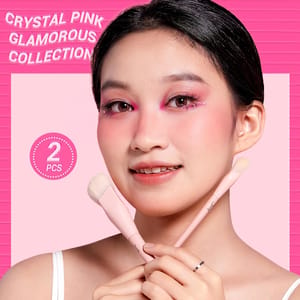 Jessup 2-Piece Pink Foundation and Concealer Brush Set Synthetic