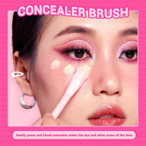 Jessup 2-Piece Pink Foundation and Concealer Brush Set Synthetic
