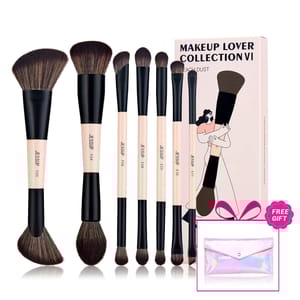 Jessup 14-in-7 Double-Ended Makeup Brush Set Peach Dust Vegan