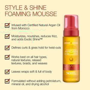 Creme Of Nature Argan Oil Style & Shine Foaming Mousse 207ml