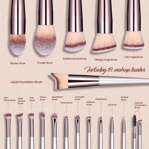 Young Glam 18-Piece Makeup Brush Set for Face and Eyes Young Glam - Women's Makeup Accessories 3