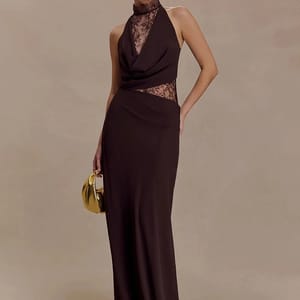 Elegant Lace Hollow Out Backless Sleeveless Maxi Party Dress