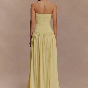 Elegant Off-Shoulder Strapless Backless Maxi Dress with High Split Mozision - Women's Maxi Dresses 3
