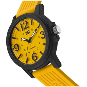 Durable Yellow Black Caterpillar Rubber Strap Watch LF.111.27.731