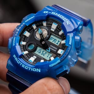 Stylish Men's Blue Resin Band Analog-Digital Watch - GAX-100MSA-2ADR