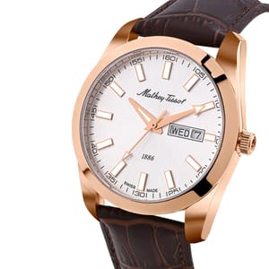 Mathy I Day-Date Quartz Watch with Sapphire Glass and Leather H453PLS