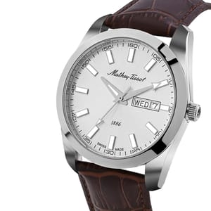 Mathy I Quartz Men’s Watch 41mm Silver Brown Leather H453ALS