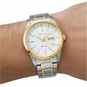 Seiko Men's SARV004 Mechanical Watch with Gold Bezel