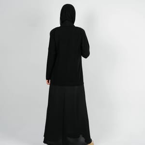 Stylish Elegant Blazer Abaya,With Mix Fabric Design And Embroidery Style Rosette Abaya - Women's Abayas 3