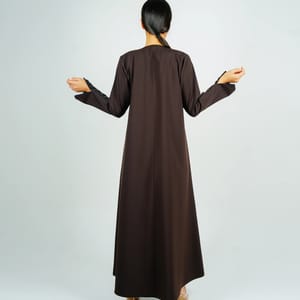 Stylish Brown Abaya With Sleeves Button Style + Matching Shella Rosette Abaya - Women's Abayas 2