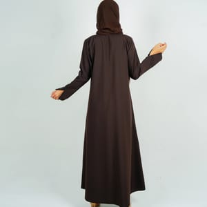 Stylish Brown Abaya With Sleeves Button Style + Matching Shella Rosette Abaya - Women's Abayas 3