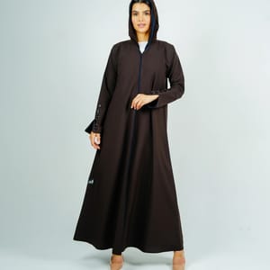 Stylish Brown Abaya With Sleeves Button Style + Matching Shella Rosette Abaya - Women's Abayas 4