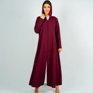 Stylish Abaya With Button Style - Burgandy