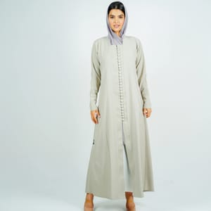 Stylish Abaya With Button Style - Beige