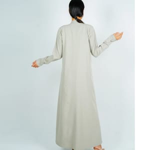 Stylish Abaya With Button Style - Beige Rosette Abaya - Women's Abayas 2