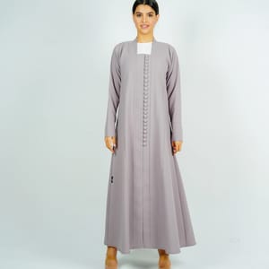Stylish Abaya With Button Style - Grey Rosette Abaya - Women's Abayas 3