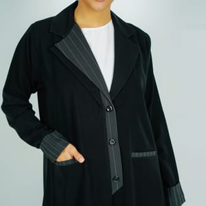 Stylish Blazer Abaya With Button Style Rosette Abaya - Women's Abayas 1