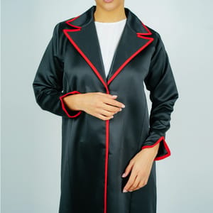 Stylish Blazer Abaya With Orange Style Line Rosette Abaya - Women's Abayas 1