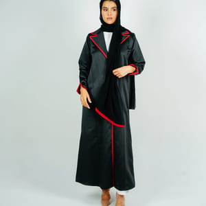 Stylish Blazer Abaya With Orange Style Line Rosette Abaya - Women's Abayas 4