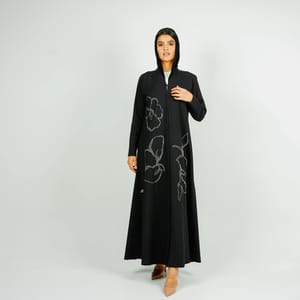 Embellishment Abaya With Embroidered Flower Design Rosette Abaya - Women's Abayas 3