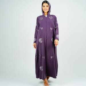 Stylish Abaya With Embroidery Style - Purple Rosette Abaya - Women's Abayas 2