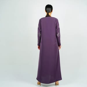 Stylish Abaya With Embroidery Style - Purple Rosette Abaya - Women's Abayas 4