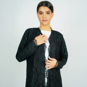 Stylish Dantil Abaya - Black Rosette Abaya - Women's Abayas 1