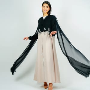 Luxury Stylish Embroidery Abaya With Flowing Chiffon Back Side