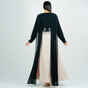 Luxury Stylish Embroidery Abaya With Flowing Chiffon Back Side Rosette Abaya - Women's Abayas 1