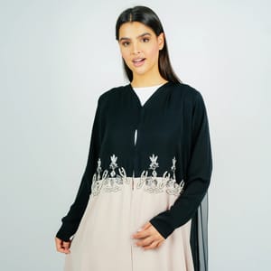 Luxury Stylish Embroidery Abaya With Flowing Chiffon Back Side Rosette Abaya - Women's Abayas 2