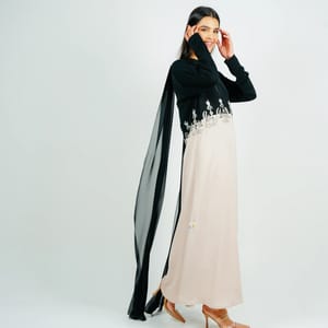 Luxury Stylish Embroidery Abaya With Flowing Chiffon Back Side Rosette Abaya - Women's Abayas 3