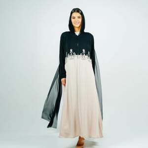 Luxury Stylish Embroidery Abaya With Flowing Chiffon Back Side Rosette Abaya - Women's Abayas 5