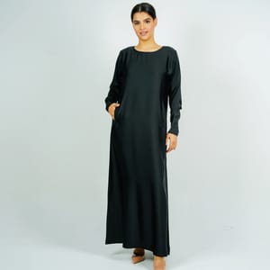Inner Dress With Pocket Style - Black Rosette Abaya - Women's Abayas 2