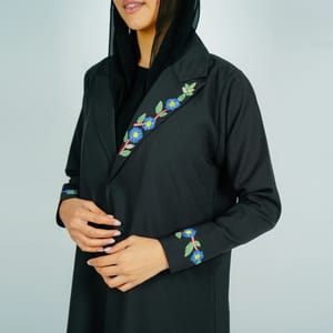 Blazer With Unique Design Featuring Colorful Embroidery Rosette Abaya - Women's Abayas 1