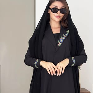 Blazer With Unique Design Featuring Colorful Embroidery Rosette Abaya - Women's Abayas 4