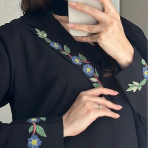 Blazer With Unique Design Featuring Colorful Embroidery Rosette Abaya - Women's Abayas 5