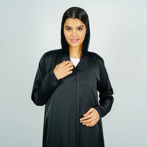 Abaya With Embroidery Sleeves Design Rosette Abaya - Women's Abayas 4